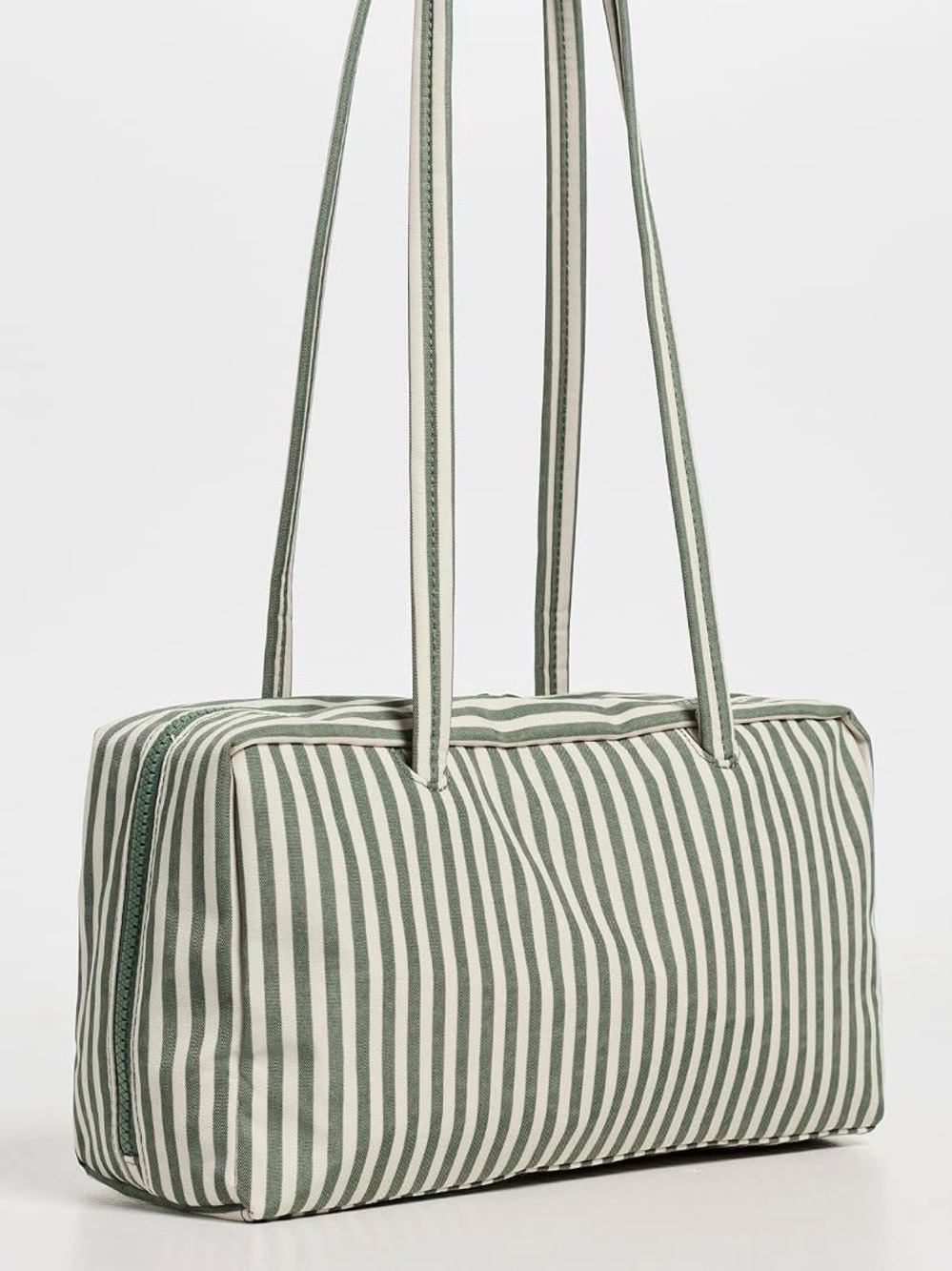 BAGGU Nylon Bowler Bag in Sage Green and Cream